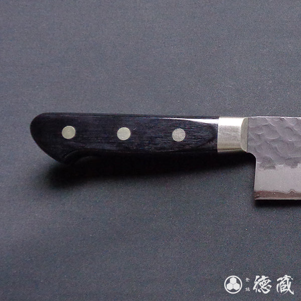 Carbon Aogami Super Black Coating Hammered Finish Kiritsuke Knife Black Handle