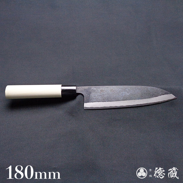 Carbon Blue Steel No. 2 Black Finish Santoku Knife Magnolia Handle