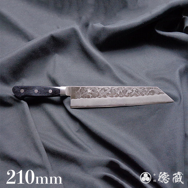 Stainless Silver Steel No. 3 Pearskin Finish Kiritsuke Knife Black Handle