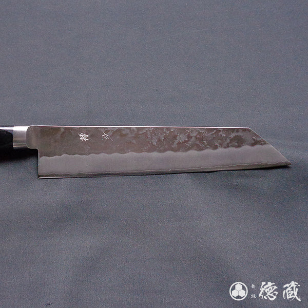 Stainless Silver Steel No. 3 Pearskin Finish Kiritsuke Knife Black Handle