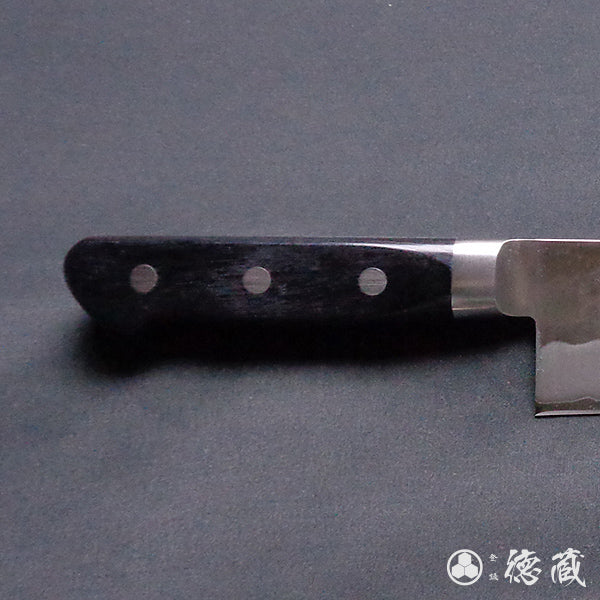 Stainless Silver Steel No. 3 Pearskin Finish Kiritsuke Knife Black Handle