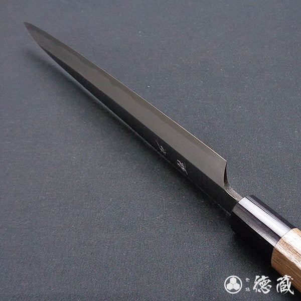 Carbon Blue Steel No. 2 Polished Finish Yanagiba Knife Walnut Octagonal Handle