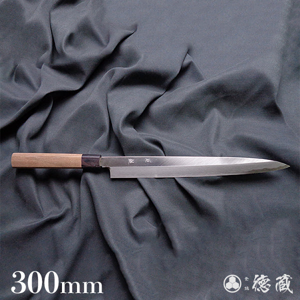 Carbon Blue Steel No. 2 Polished Finish Yanagiba Knife Walnut Octagonal Handle