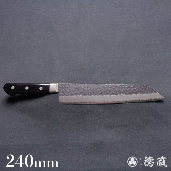 Carbon Aogami Super Black Coating Hammered Finish Kiritsuke Knife Black Handle