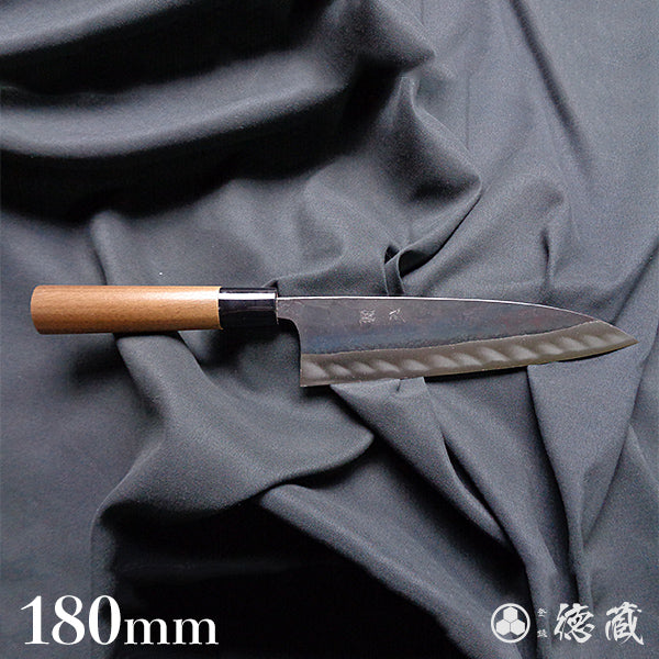 Carbon Blue Steel No. 2 Black Finish Iyo-Style Funayuki Knife Walnut Handle