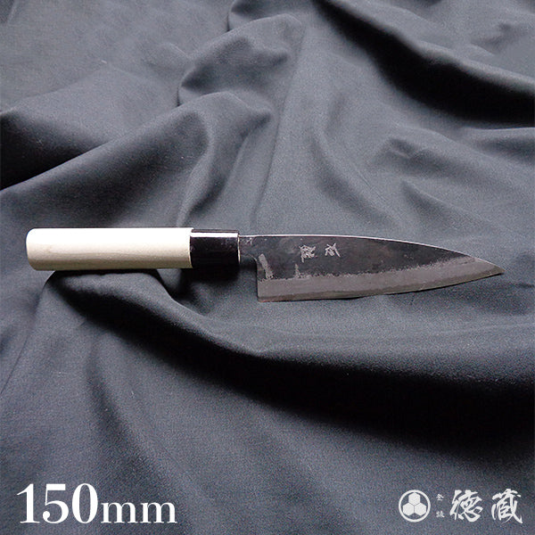 Carbon Blue Steel No. 2 Black Finish Funayuki Knife Magnolia Handle