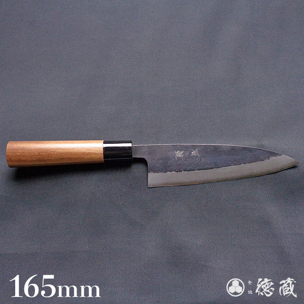 Carbon Blue Steel No. 2 Black Finish Funayuki Knife Walnut Handle