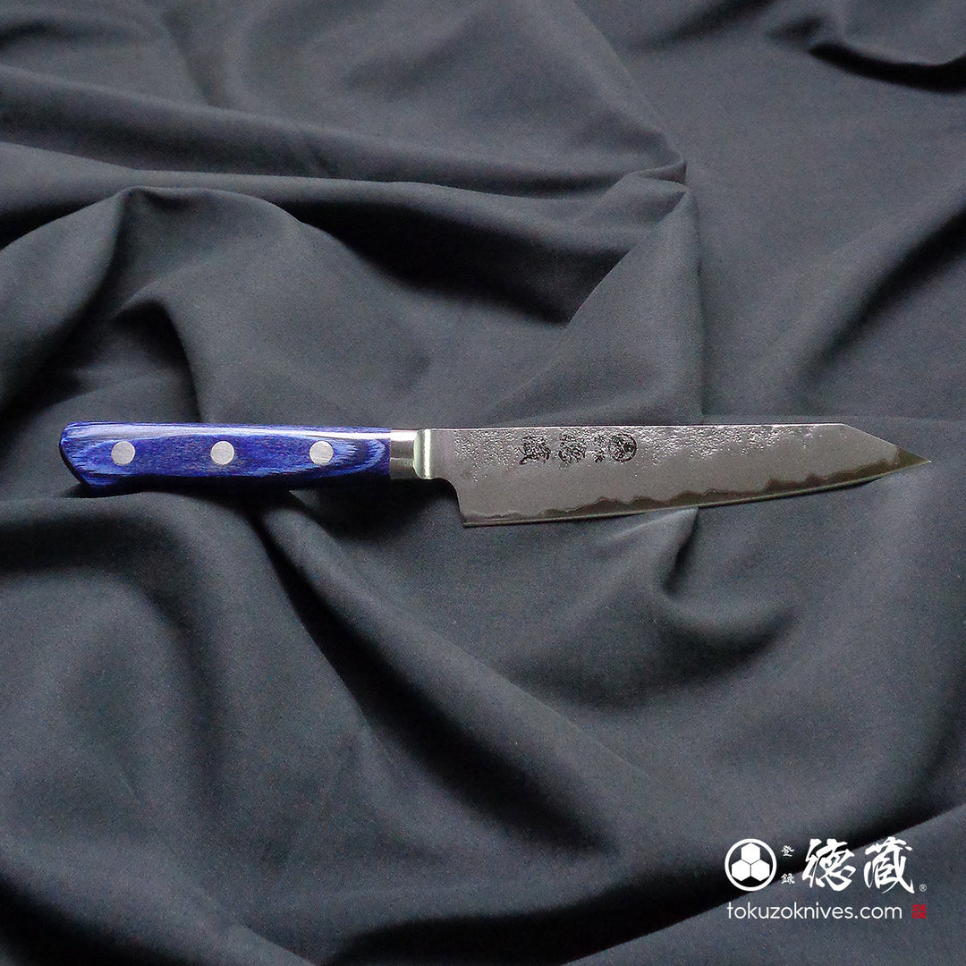 Carbon Blue Steel No. 2 Petty /Paring Kiritsuke Knife Blue Handle