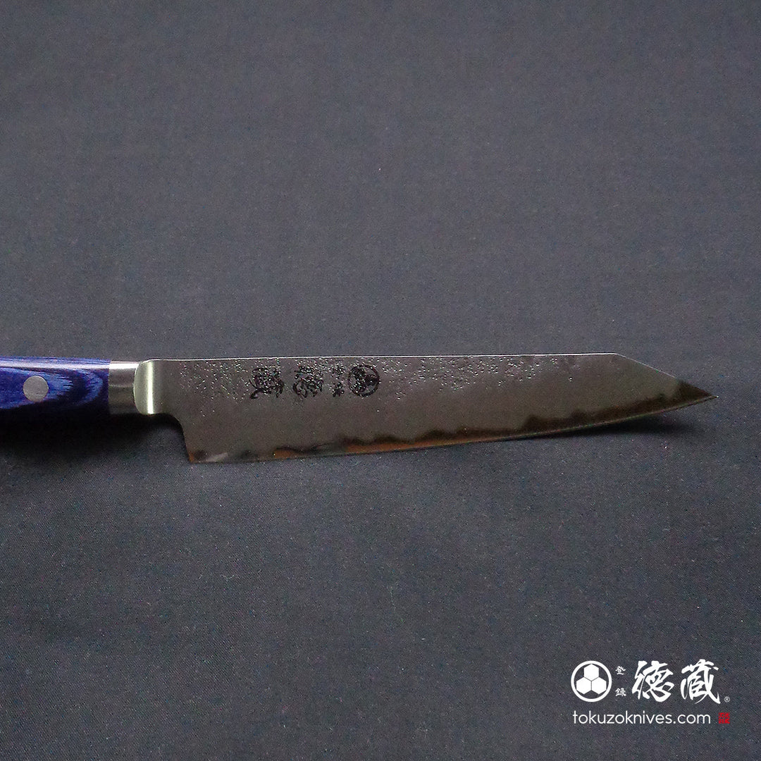 Carbon Blue Steel No. 2 Petty /Paring Kiritsuke Knife Blue Handle