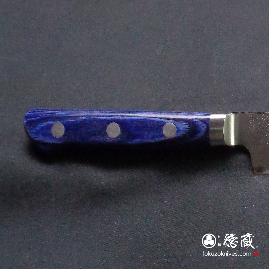 Carbon Blue Steel No. 2 Petty /Paring Kiritsuke Knife Blue Handle