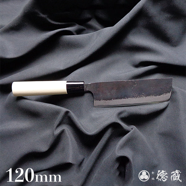 Carbon Blue Steel No. 2 Black Finish Nakiri Knife Magnolia Handle