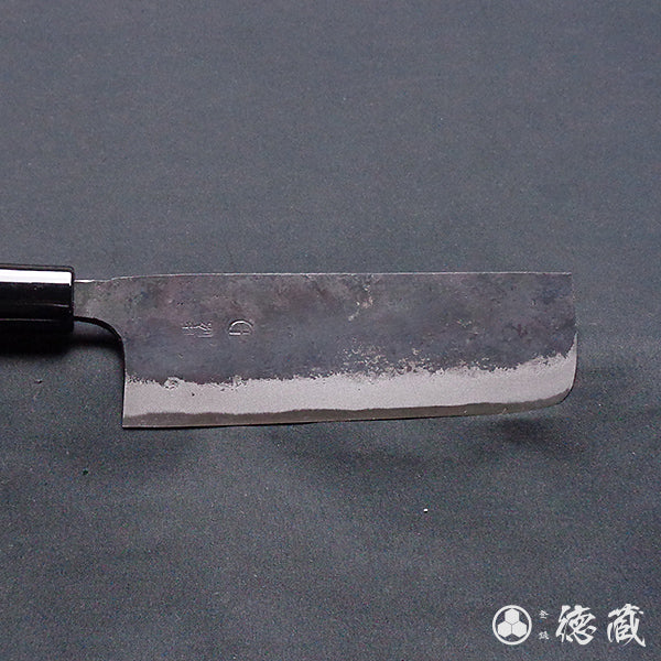 Carbon Blue Steel No. 2 Black Finish Nakiri Knife Magnolia Handle