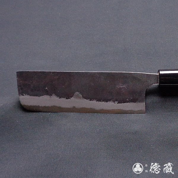 Carbon Blue Steel No. 2 Black Finish Nakiri Knife Magnolia Handle