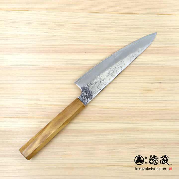 AUS8 Pearskin Finish Stainless Clad Santoku Knife Olive Wood Handle