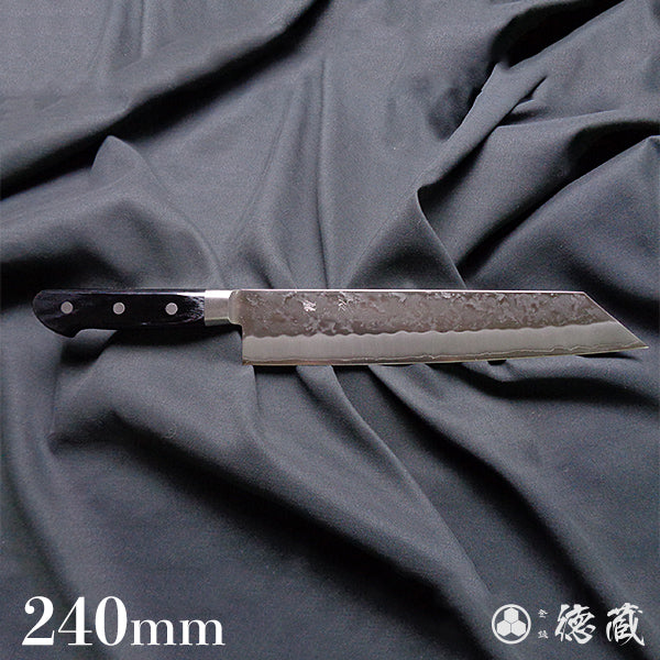 Stainless Silver Steel No. 3 Pearskin Finish Kiritsuke Knife Black Handle