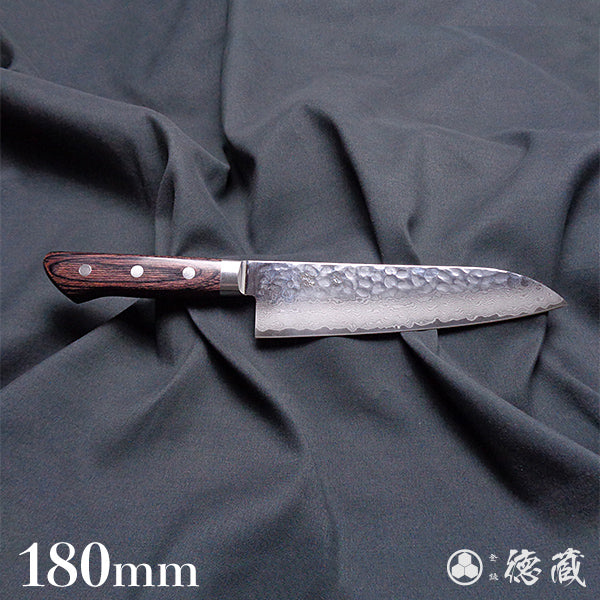 Stainless VG10 Damascus Steel Hammered Finish Santoku Knife Mahogany Handle