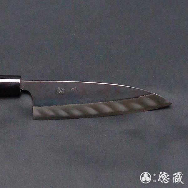 Carbon Blue Steel No. 2 Black Finish Iyo-Style Funayuki Knife Walnut Handle