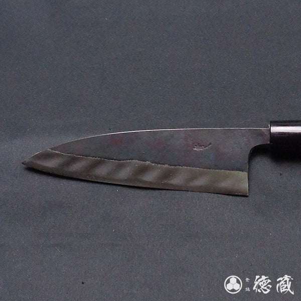 Carbon Blue Steel No. 2 Black Finish Iyo-Style Funayuki Knife Walnut Handle