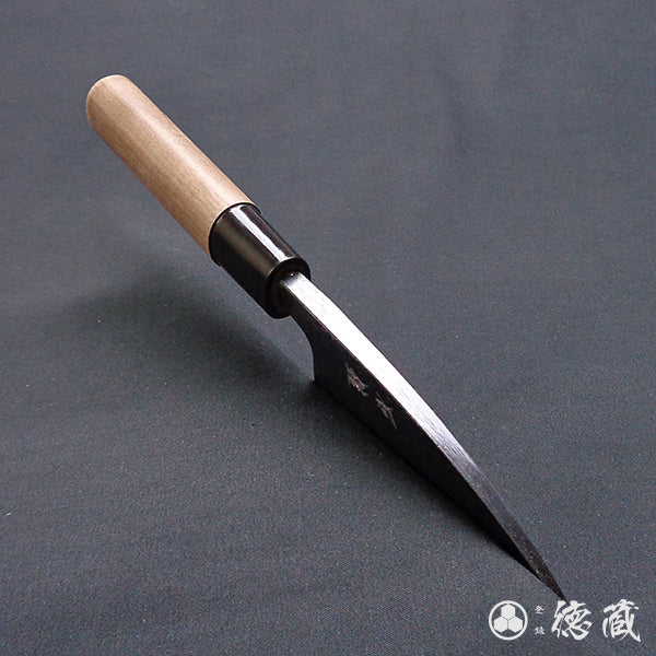 Carbon Blue Steel No. 2 Black Finish Small Deba Knife (Fish Knife) Walnut Handle