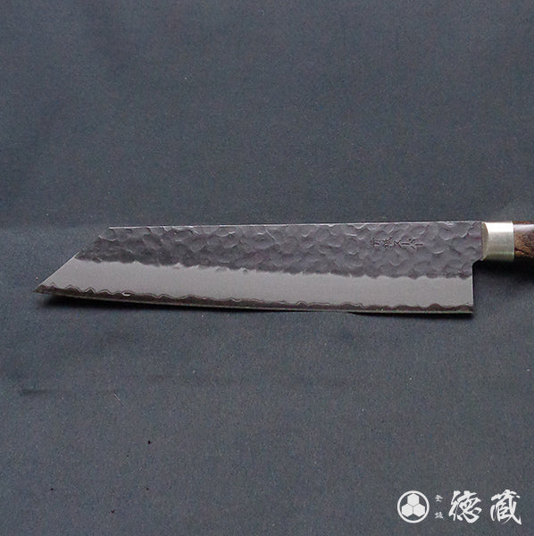 Carbon Aogami Super  Black Coating Hammered Finish Kiritsuke Knife Dark Brown Handle