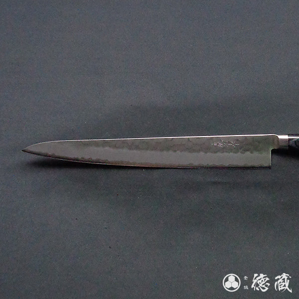 Carbon Aogami Super Hammered Finish Sujibiki Knife (Slicer) Black Handle