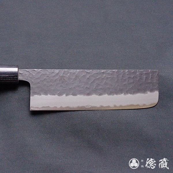 Carbon Aogami Super Black Coating Hammered Finish Nakiri Knife Rosewood Handle