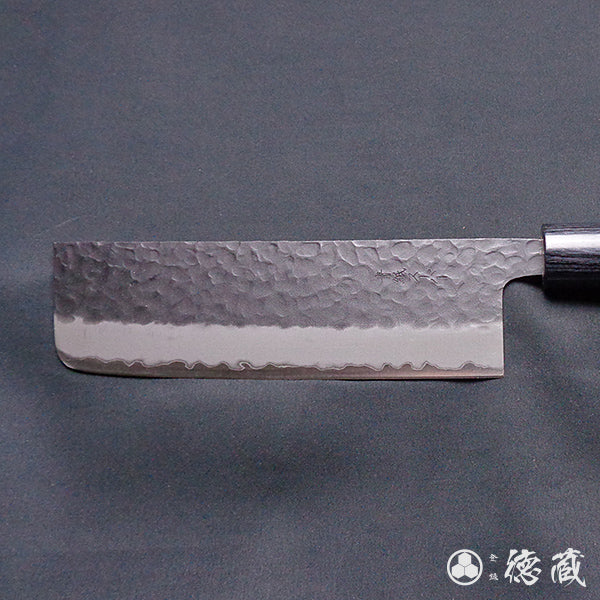 Carbon Aogami Super Black Coating Hammered Finish Nakiri Knife Rosewood Handle