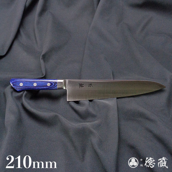 Stainless AUS8 Polished Finish Gyuto Knife (Chef's Knife) Blue Handle