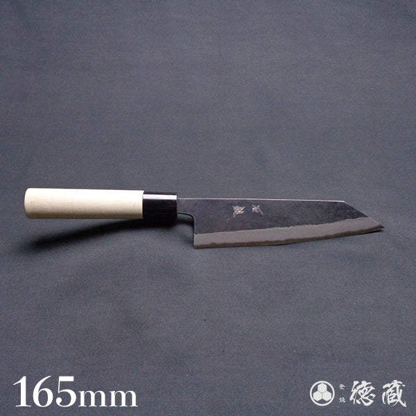 Carbon Blue Steel No. 2 Black Finish Kiritsuke Knife Magnolia Handle