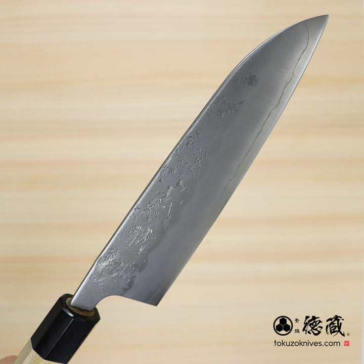 Stainless Silver Steel No. 3 Pearskin Finish Santoku Knife Magnolia Octagonal Handle