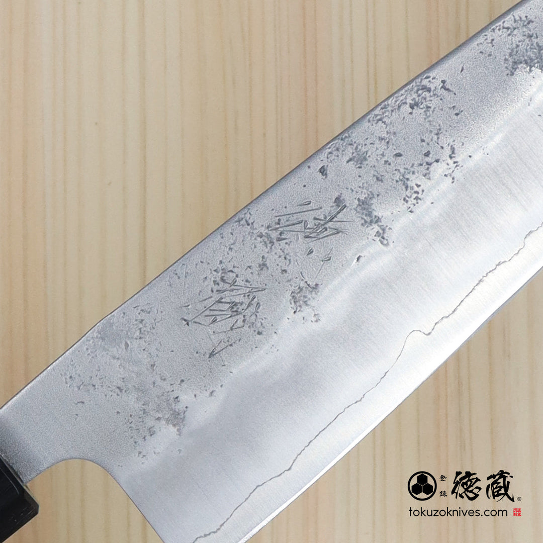 Stainless Silver Steel No. 3 Pearskin Finish Santoku Knife Magnolia Octagonal Handle