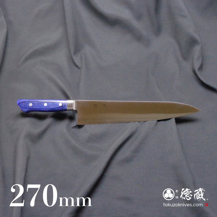 Stainless AUS8 Polished Finish Gyuto Knife (Chef's Knife) Blue Handle