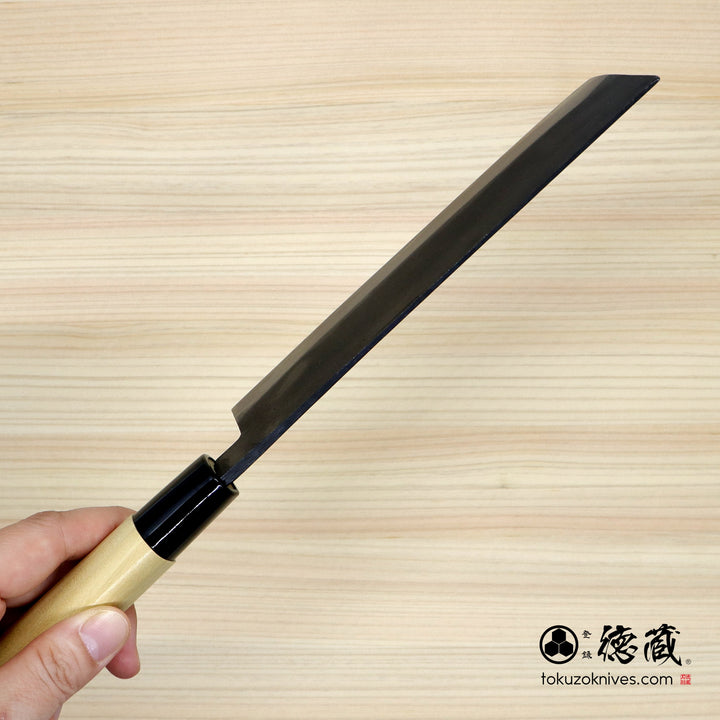 Carbon White Steel No. 2 Black Finish Nakiri Knife Magnolia Handle