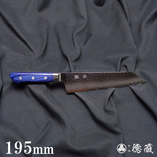 Stainless AUS10 Hammered Finish Kiritsuke Knife Blue Handle