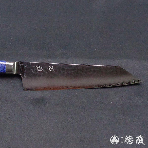 Stainless AUS10 Hammered Finish Kiritsuke Knife Blue Handle