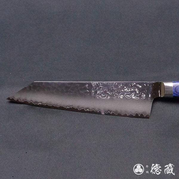 Stainless AUS10 Hammered Finish Kiritsuke Knife Blue Handle