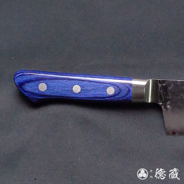 Stainless AUS10 Hammered Finish Kiritsuke Knife Blue Handle