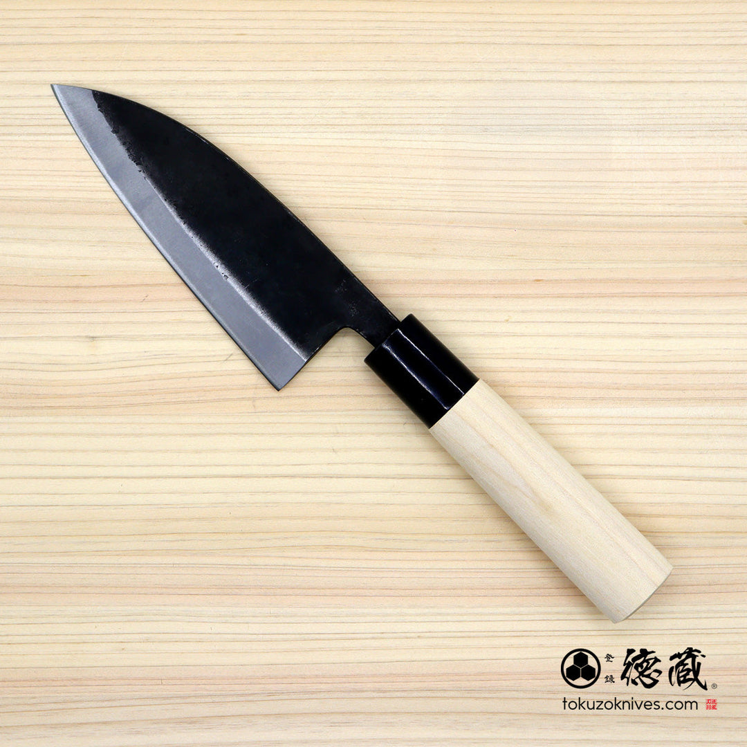 Carbon White Steel No. 2 Black Finish Deba Knife (Fish Knife) Magnolia Handle