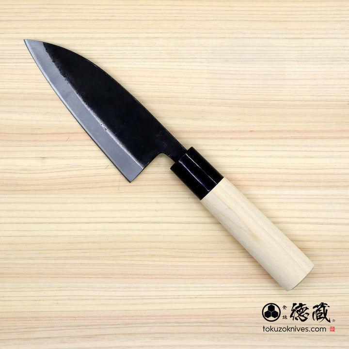 Carbon White Steel No. 2 Black Finish Deba Knife (Fish Knife) Magnolia Handle