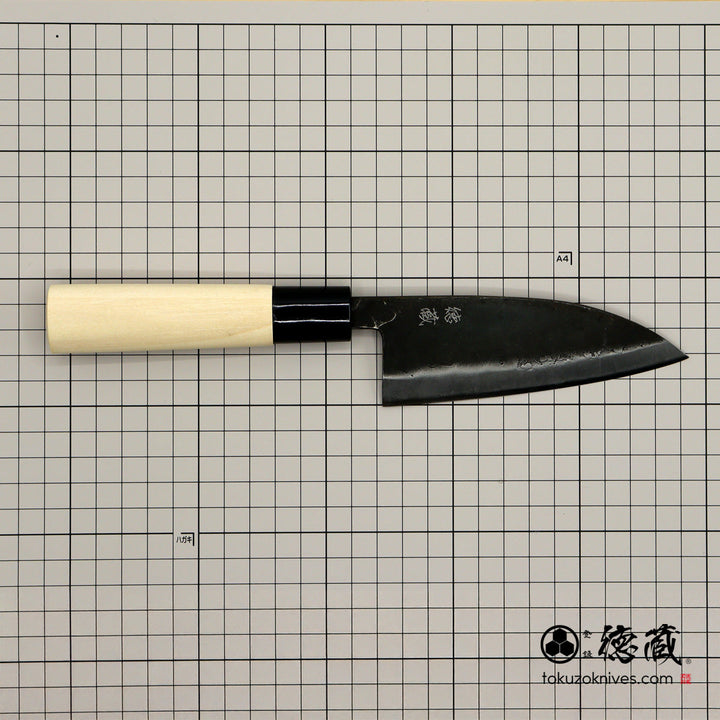 Carbon White Steel No. 2 Black Finish Deba Knife (Fish Knife) Magnolia Handle