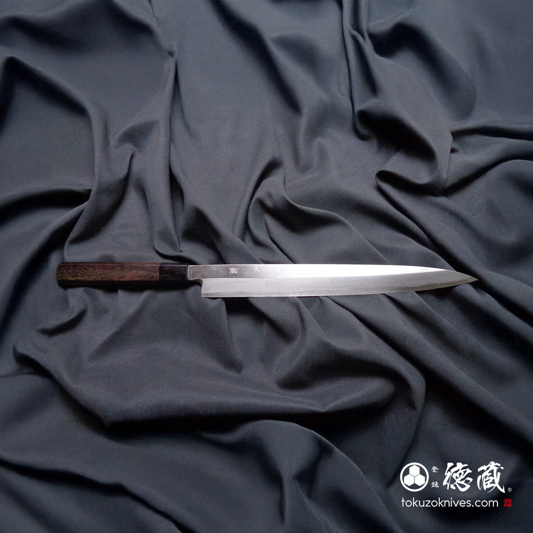 Carbon Blue Steel No. 2 Yanagiba Knife Rosewood Octagonal Handle