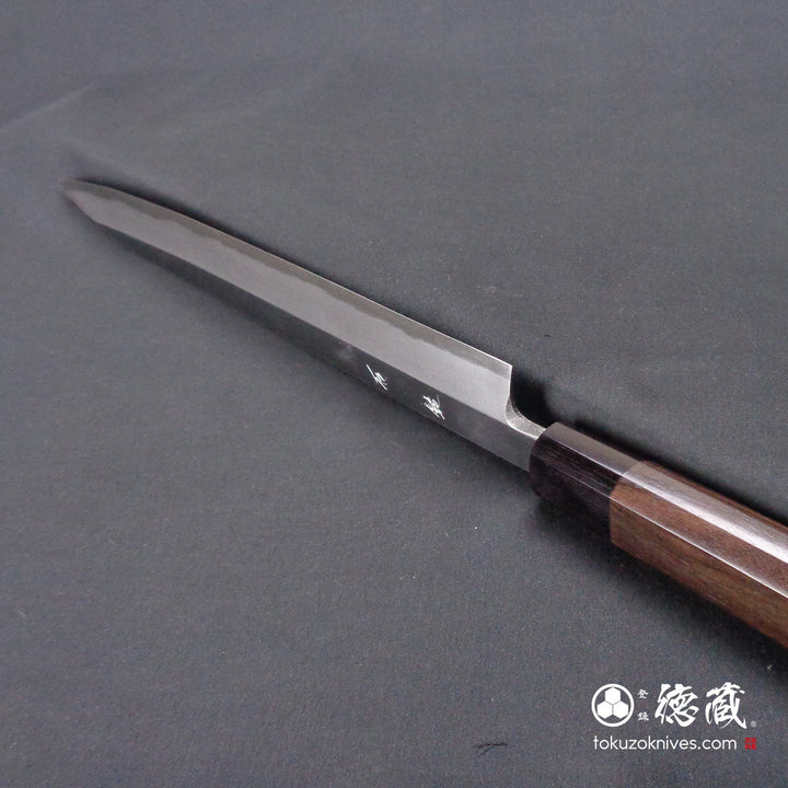 Carbon Blue Steel No. 2 Yanagiba Knife Rosewood Octagonal Handle