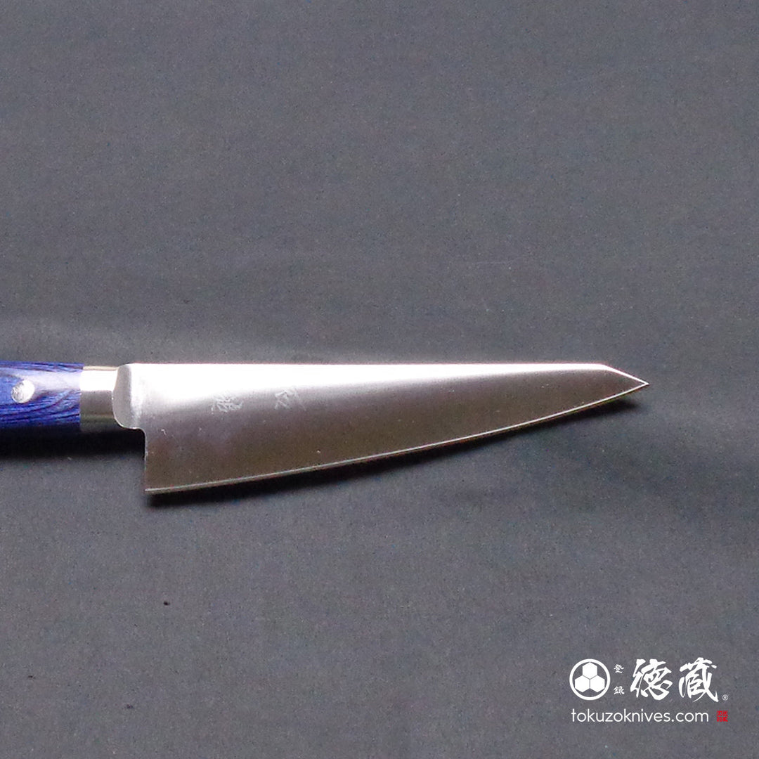 Stainless AUS8 Honesuki Knife (Deboning Knife) Blue Handle