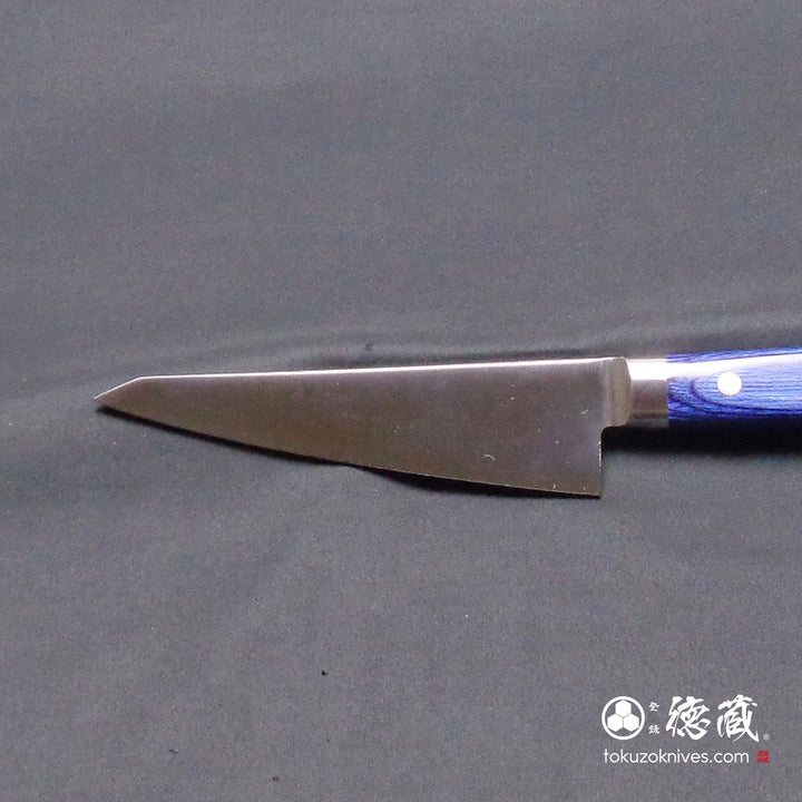 Stainless AUS8 Honesuki Knife (Deboning Knife) Blue Handle