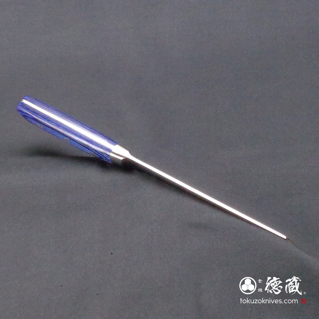 Stainless AUS8 Honesuki Knife (Deboning Knife) Blue Handle
