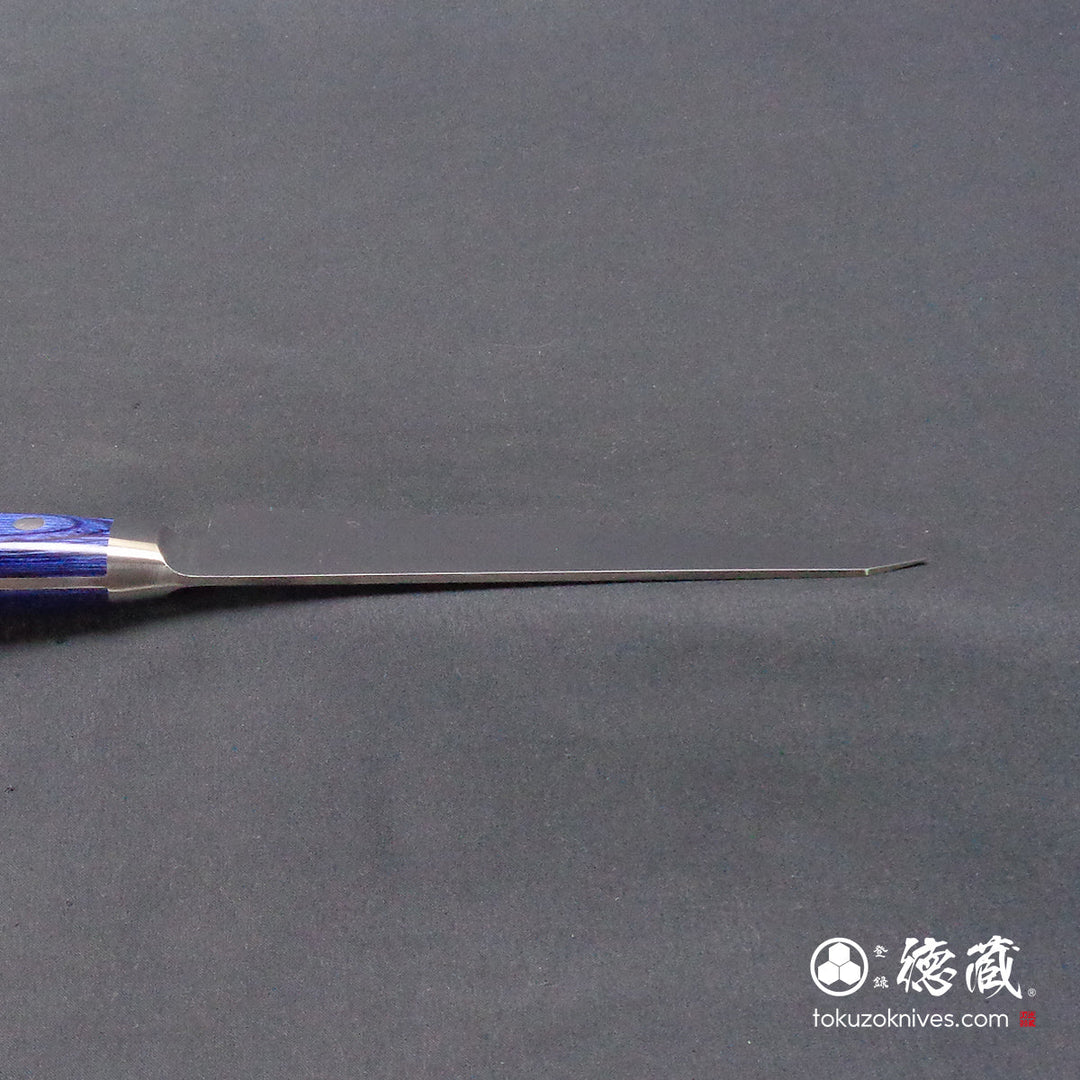Stainless AUS8 Honesuki Knife (Deboning Knife) Blue Handle