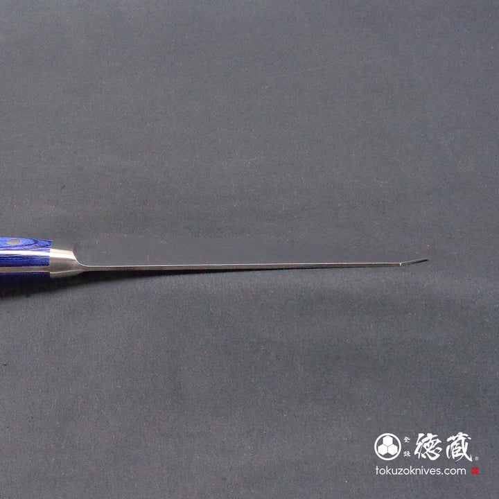 Stainless AUS8 Honesuki Knife (Deboning Knife) Blue Handle