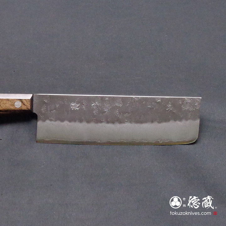 Stainless Silver Steel No. 3 Nakiri Knife Dark Brown Handle