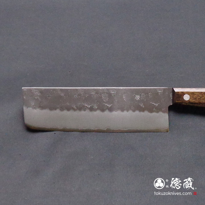 Stainless Silver Steel No. 3 Nakiri Knife Dark Brown Handle