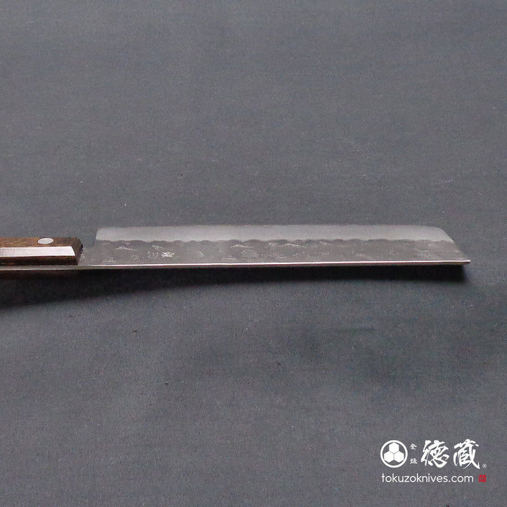 Stainless Silver Steel No. 3 Nakiri Knife Dark Brown Handle